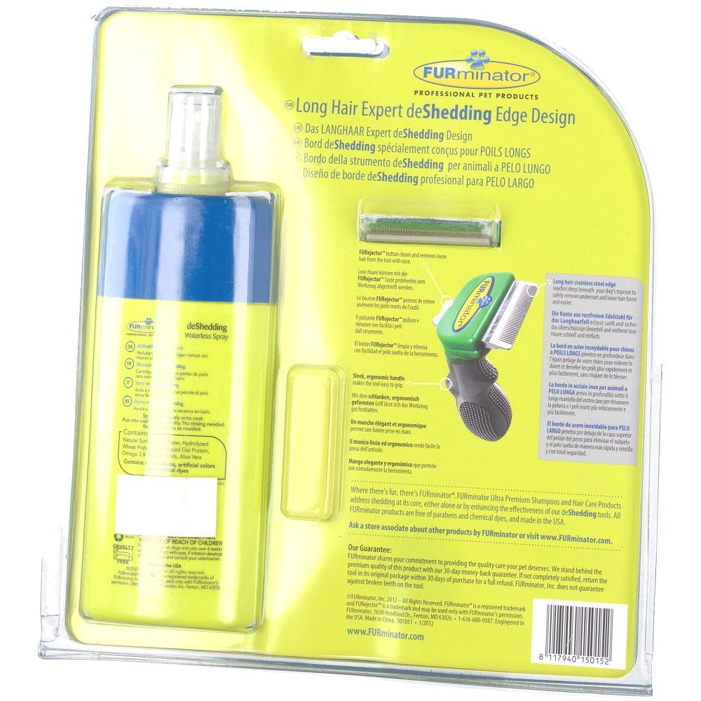FURminator® deShedding Tool Langhaar für kleine Hunde + deShedding Trockenspray GRATIS