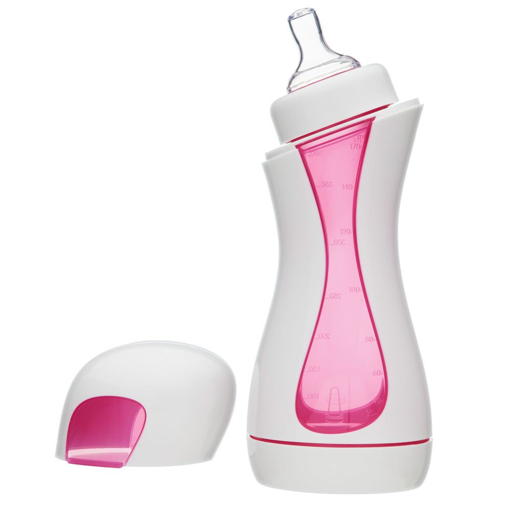 iiamo® home Babyflasche weiß/pink 380 ml mit Silikonsauger (0m+)