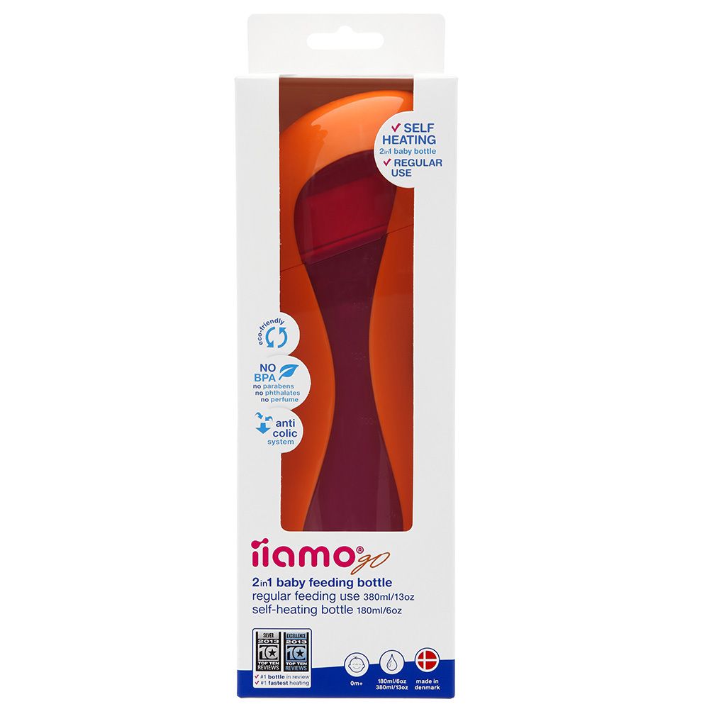iiamo® go 2-in-1 Babyflasche orange/lila 180 ml mit Silikonsauger (0m+)