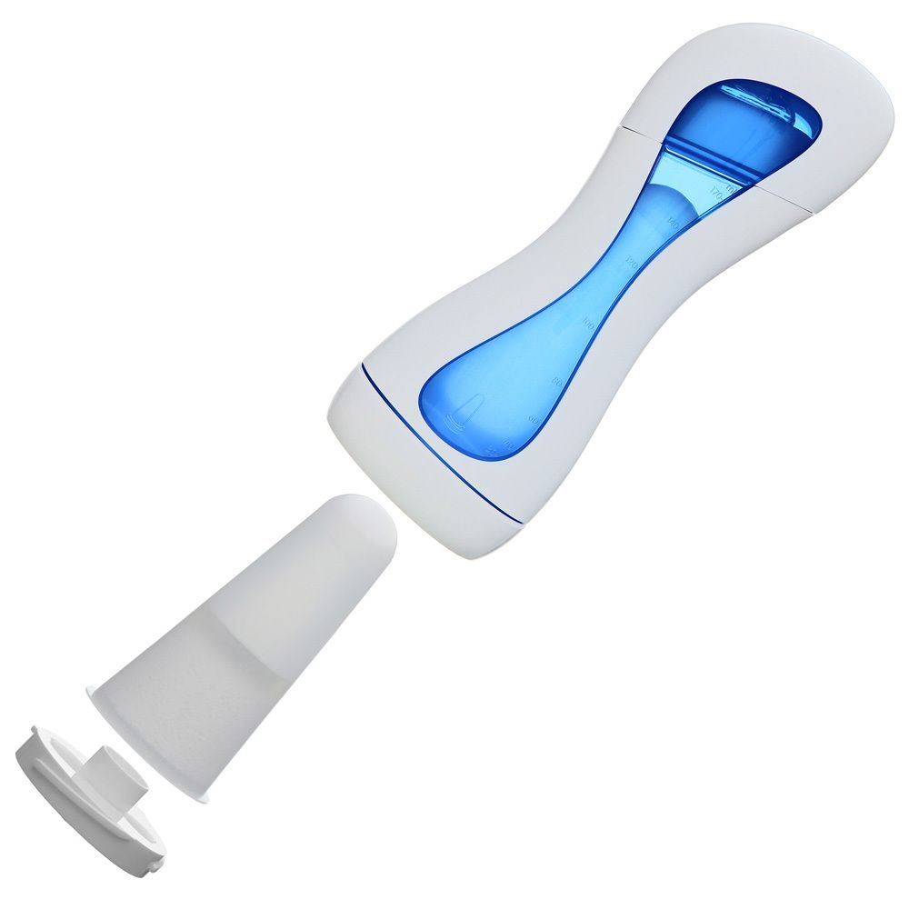 iiamo® go 2-in-1 Babyflasche weiß/blau 180 ml mit Silikonsauger (0m+)