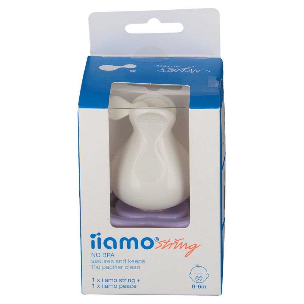 iiamo® string & peace Schnuller-Set mit Silikon-Schnuller 0-6 Monate lila