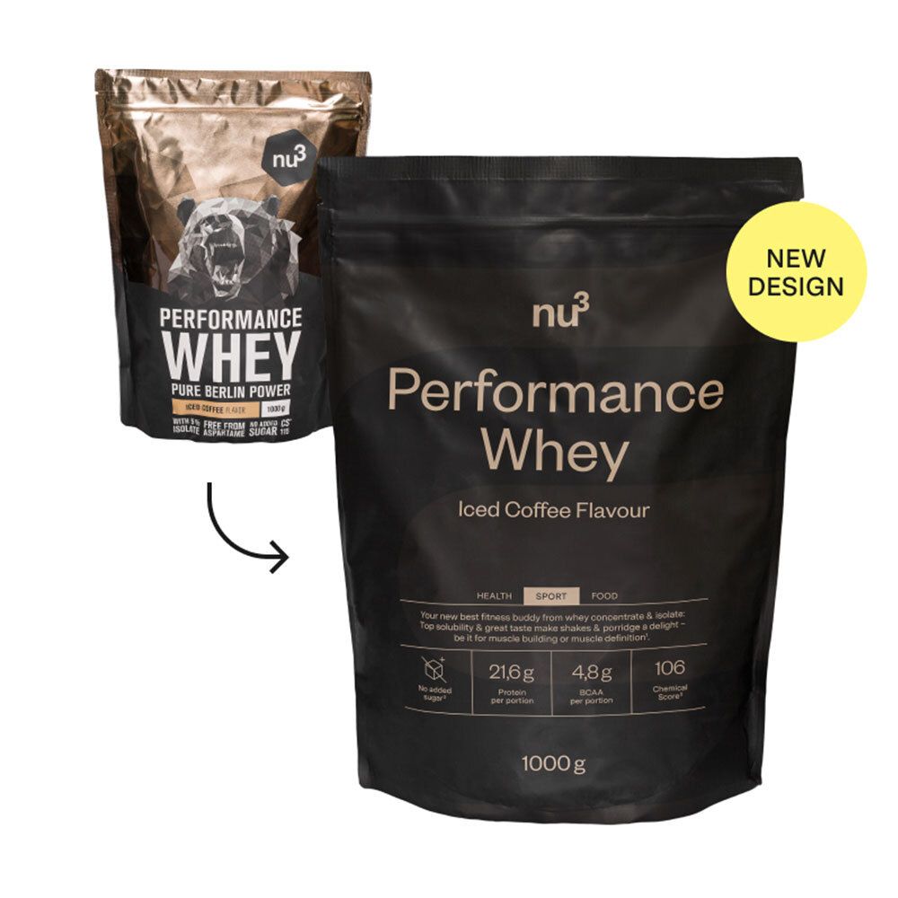 nu3 Performance Whey, Iced Coffee, Pulver 1000 g