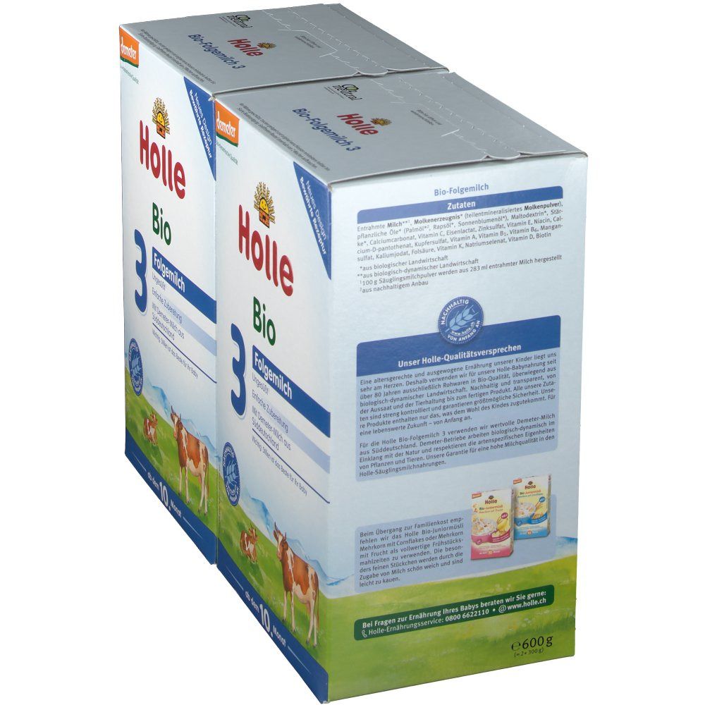 3x Holle Bio-Folgemilch 3 3x600 g Pulver