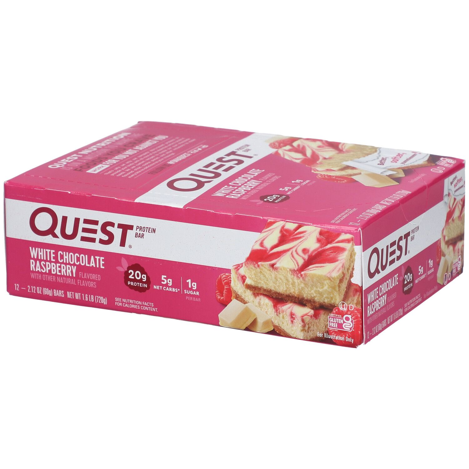 Quest Nutrition Bar, White Chocolate-Raspberry 12x60 g Riegel