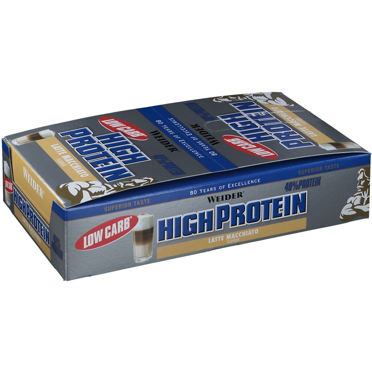 Weider 40 % High Protein Low Carb, Latte Macchiato, Riegel