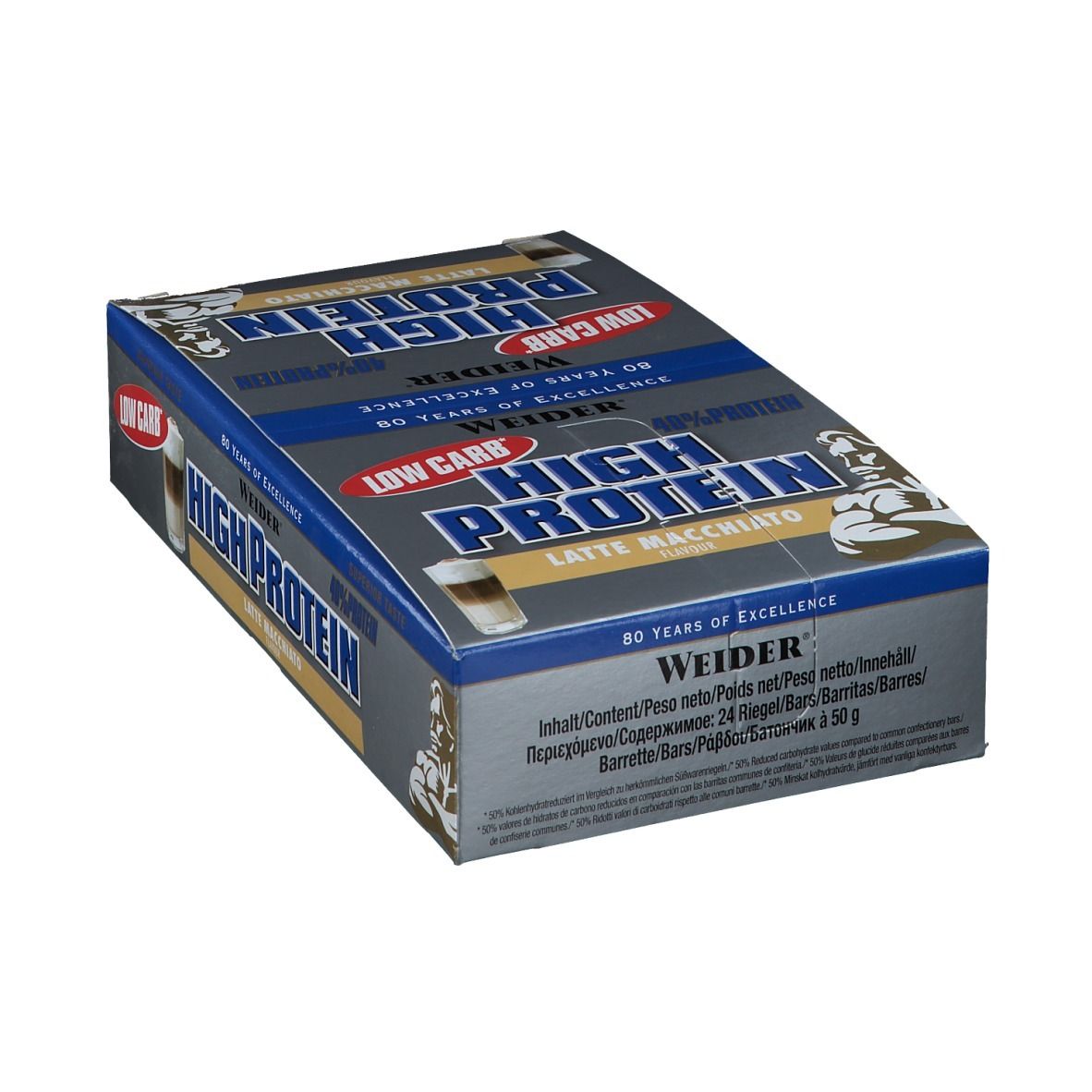 Weider 40 % High Protein Low Carb, Latte Macchiato, Riegel