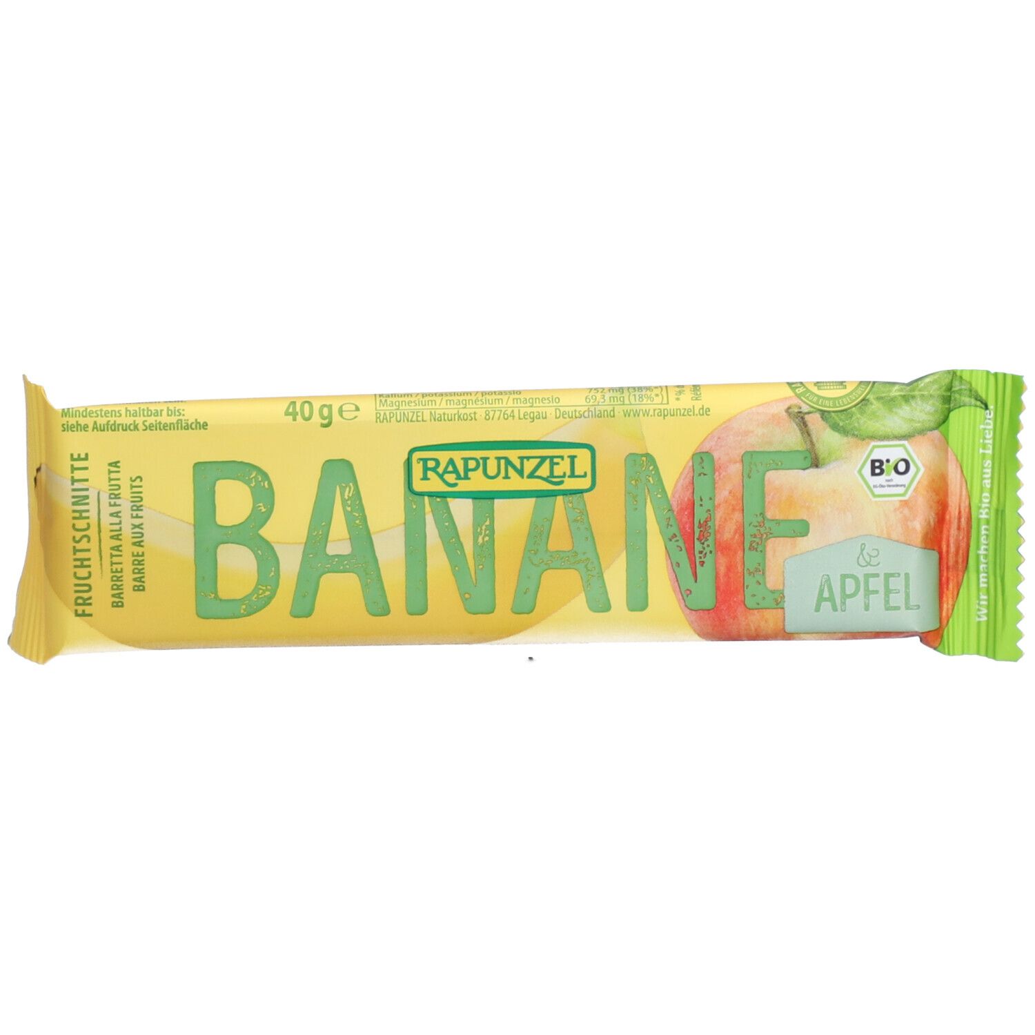 Rapunzel Bio Fruchtschnitte, Banane-Apfel 6x40 g Riegel