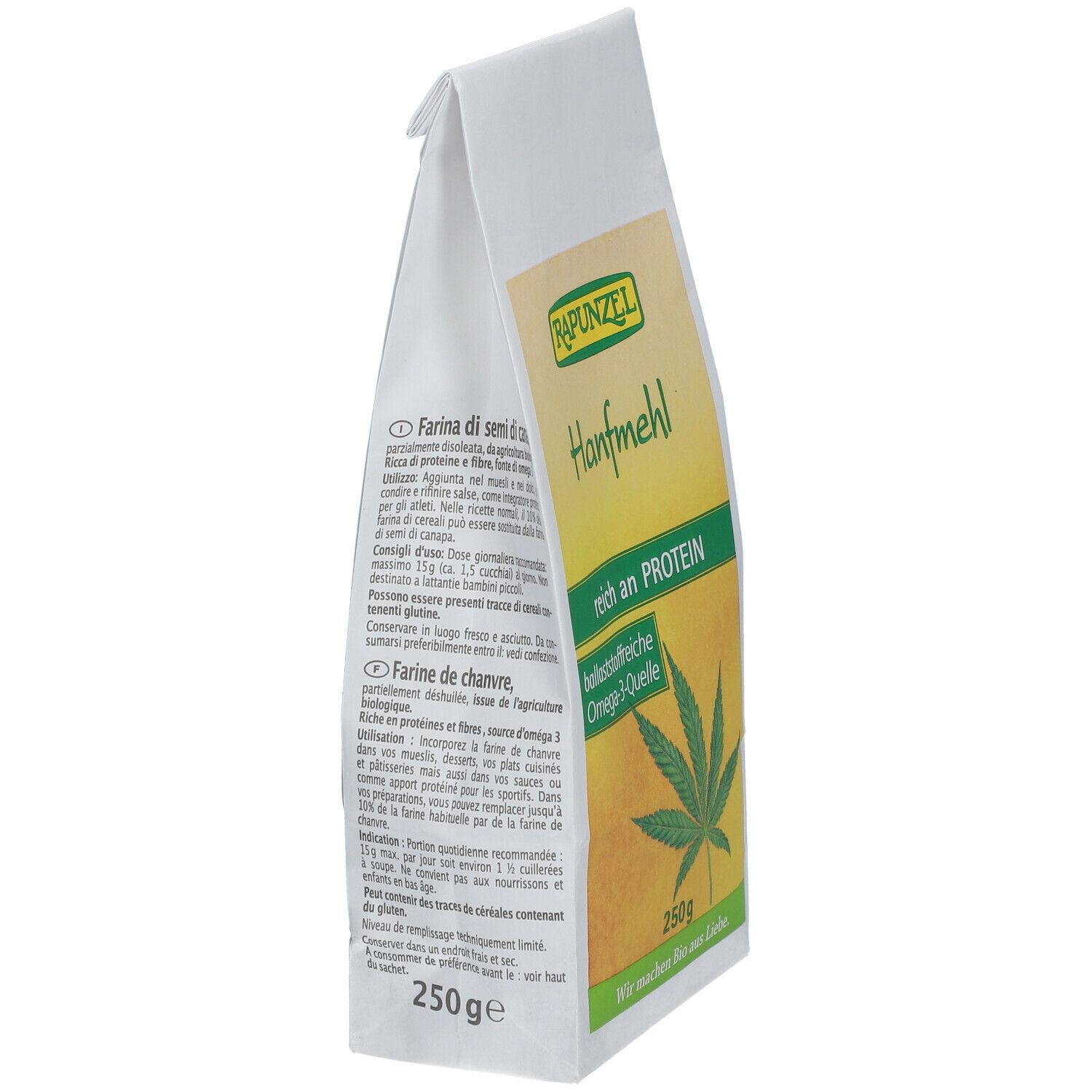 Rapunzel Bio Hanfmehl 6x250g - Nussiges Proteinmehl Aus Teilentölten Hanfsamen