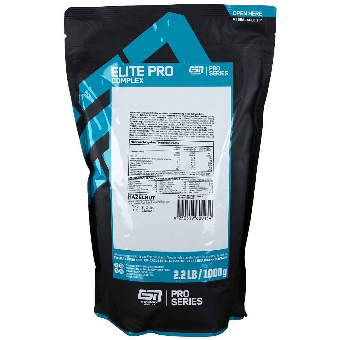 ESN Elite Pro Complex, Haselnuss, Pulver