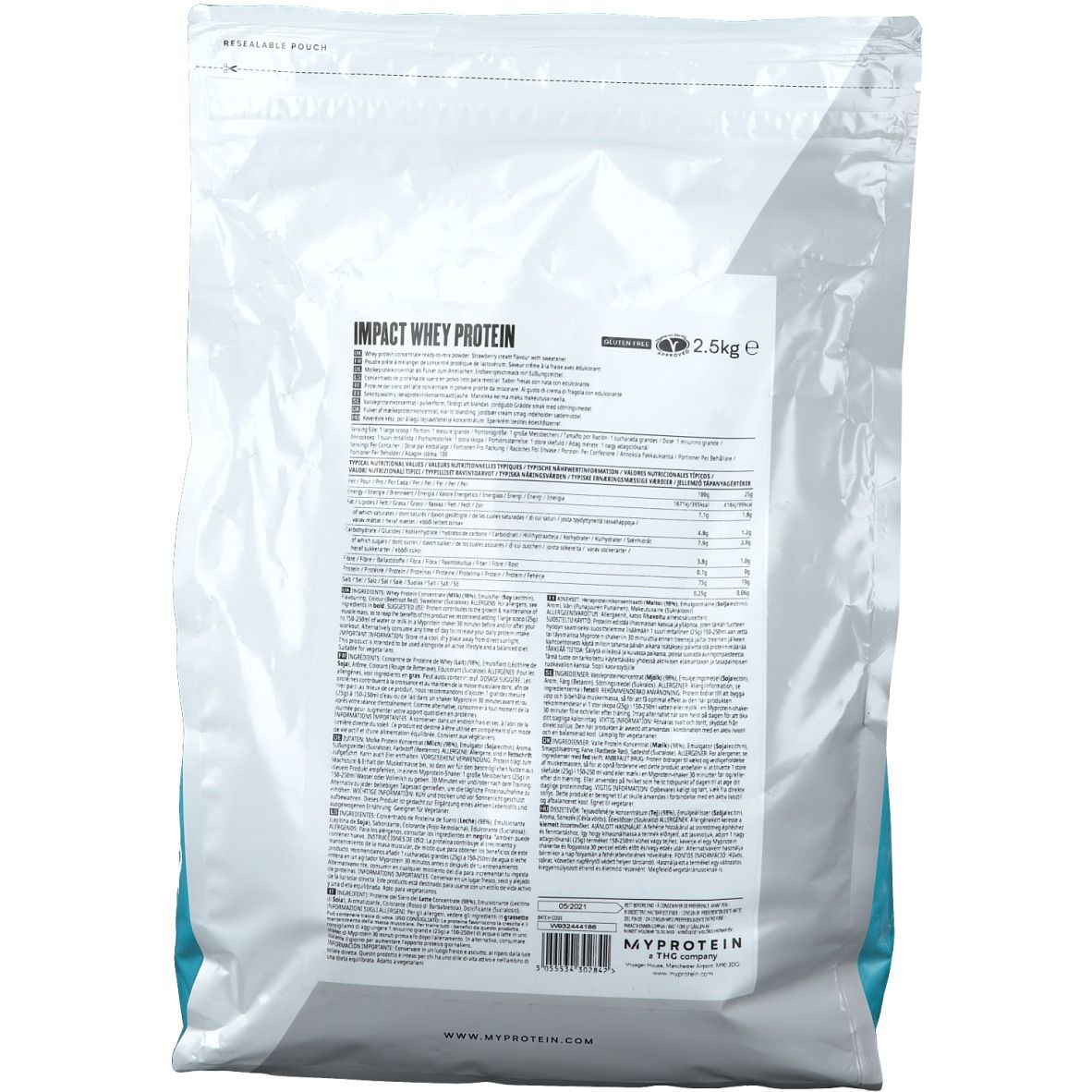 MyProtein Impact Whey Protein, Strawberry Cream, Pulver