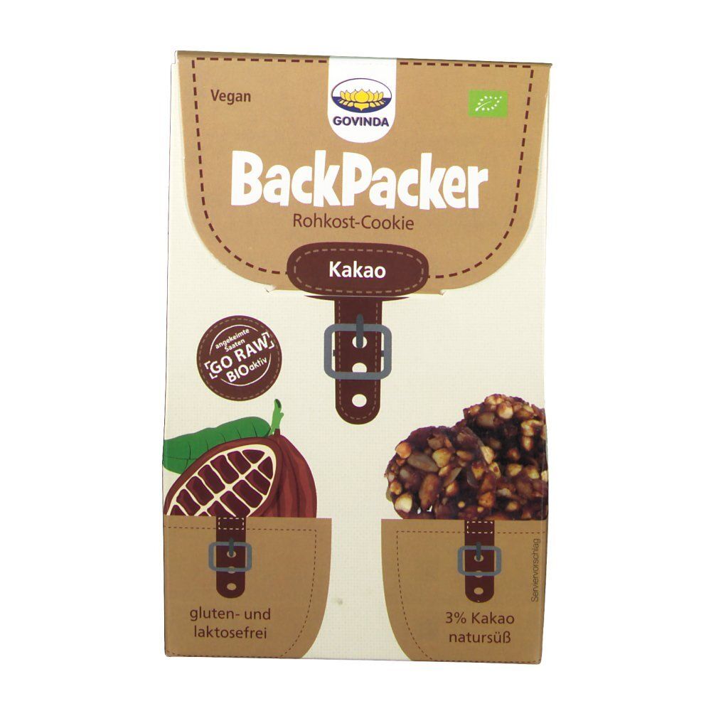 Govinda Bio Backpacker Rohkost-Kekse, Kakao