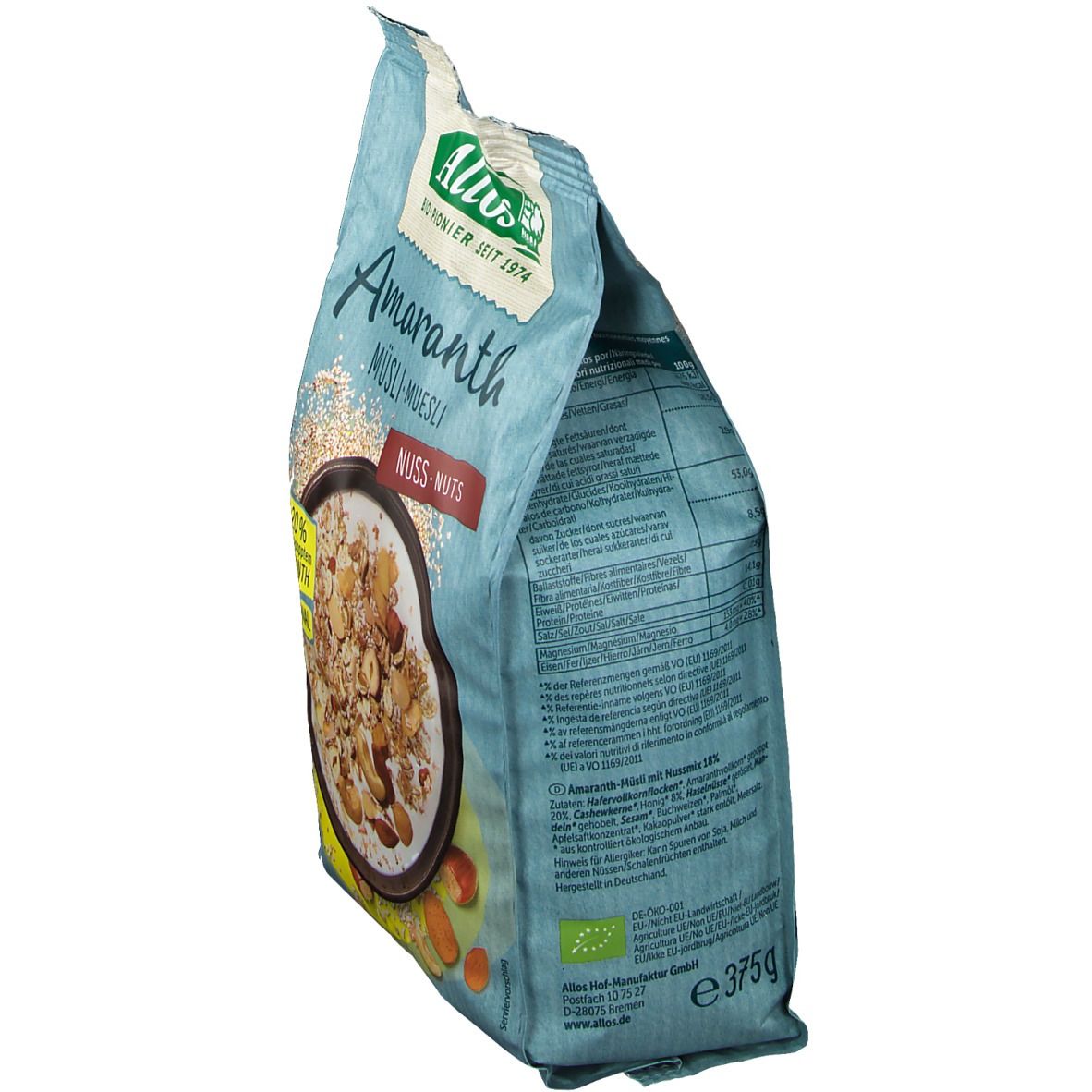 Allos Bio Amaranth Müsli, Nuss 375 g Müsli