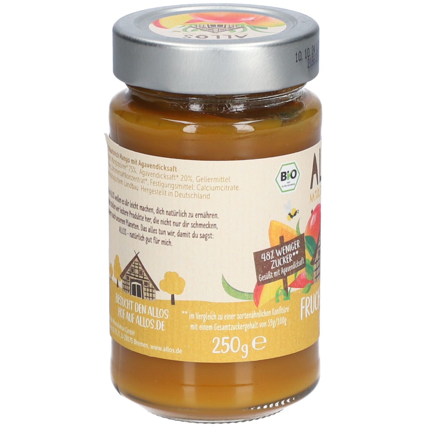 Allos Bio Frucht Pur 75 %, Mango 250 g Gelee