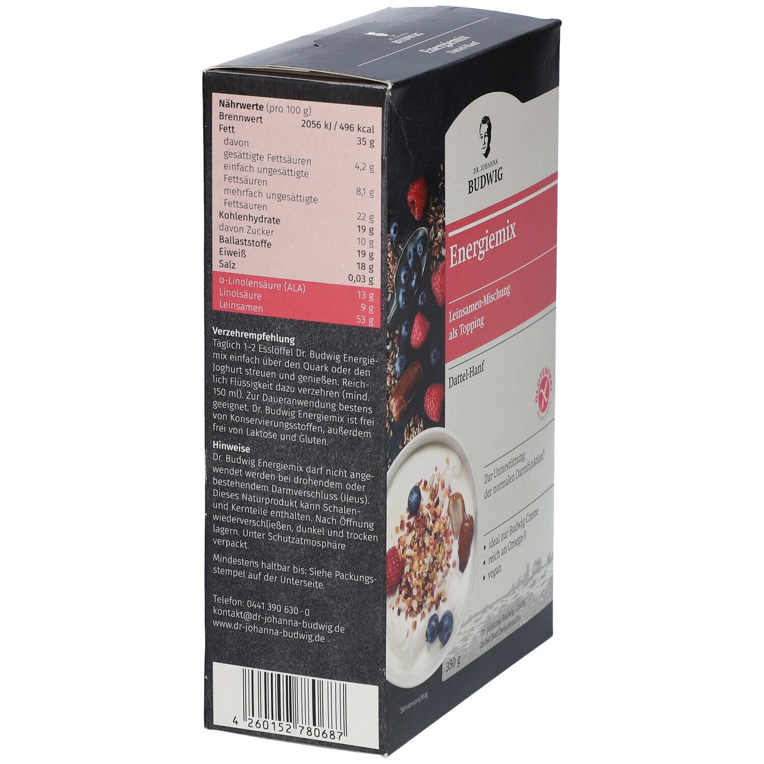 Dr. Johanna Budwig Bio Energiemix, Dattel-Hanf 350 g