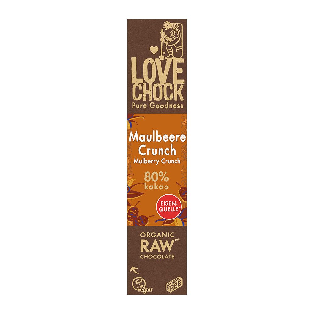 Lovechock Bio rohe Schokolade Bars, Maulbeere-Vanille 12x40 g