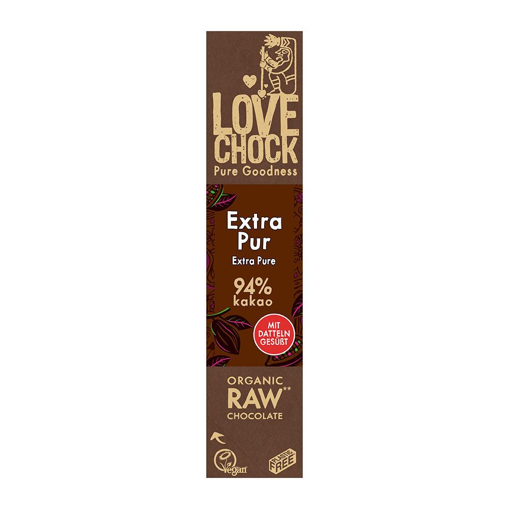 Lovechock Bio rohe Schokolade Bars, Extra Pur 12x40 g