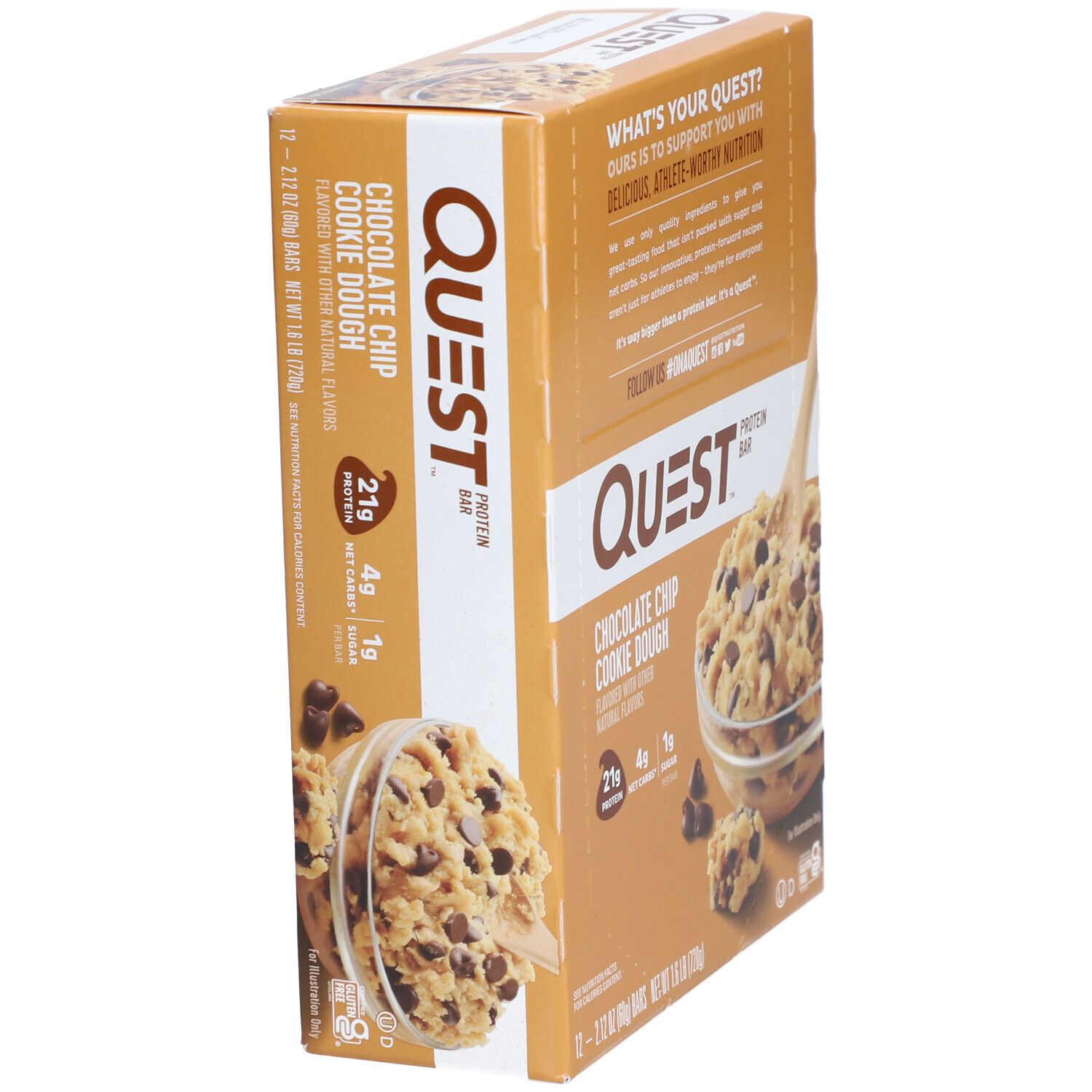 Quest Nutrition Bar, Chocolate Chip Cookie Dough 12x60 g Riegel