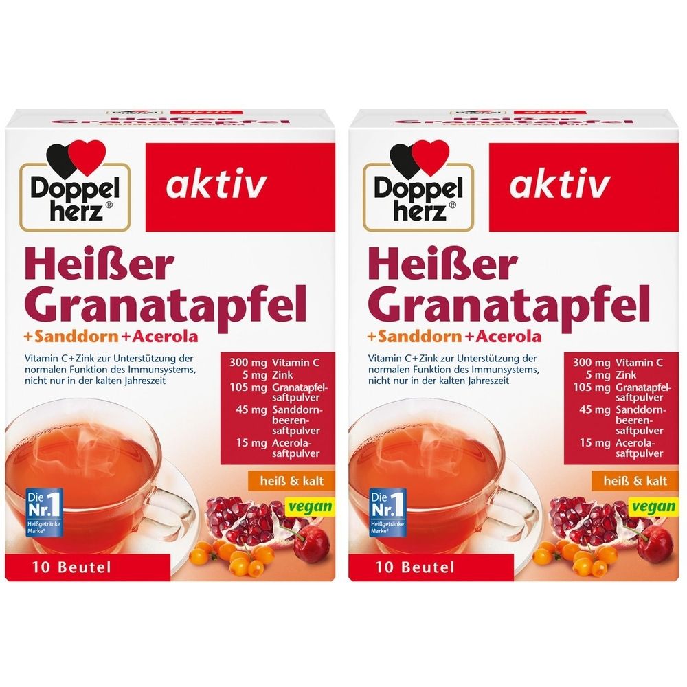 Doppelherz Heißer Granatapfel mit Sanddorn + Acerola, Pulver 2x10 St Beutel
