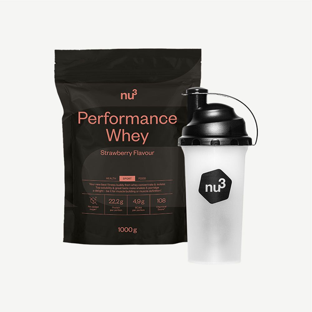 nu3 Performance Whey, Erdbeere + nu3 Shaker