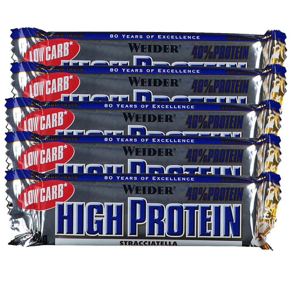 Weider 40 % High Protein Low Carb, Stracciatella, Riegel