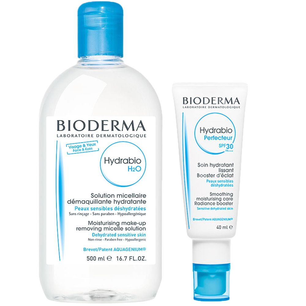 BIODERMA Hydrabio H2O 4-in-1 Mizellen-Reinigung 500 ml + BIODERMA Hydrabio Perfecteur SPF 30 40 ml