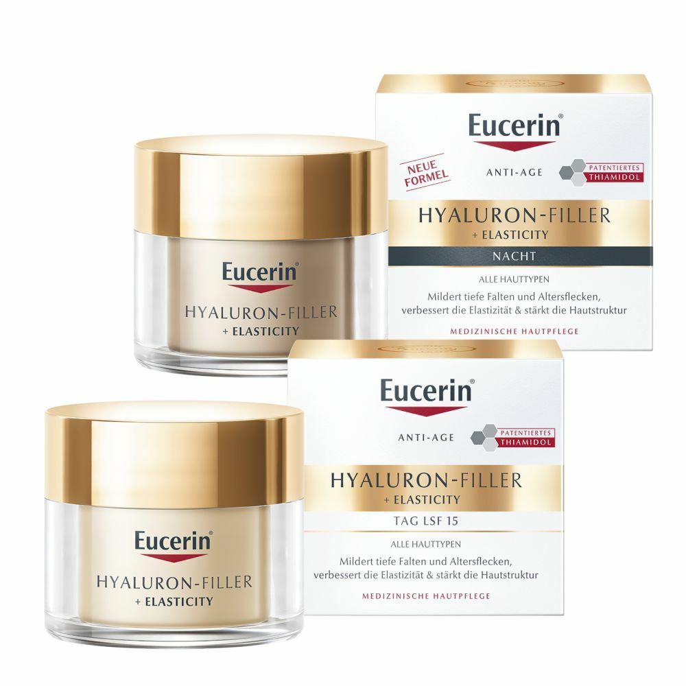 Eucerin® Hyaluron-Filler + Elasticity Tagespflege und Nachtpflege + Eucerin Hyaluron-Filler Intensiv-Maske GRATIS