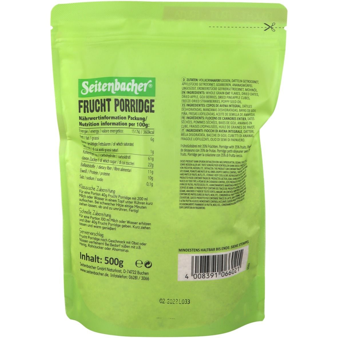 Seitenbacher® Frucht Porridge