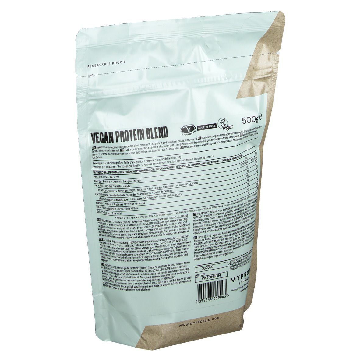 MyProtein Vegan Blend Unflavoured, Pulver