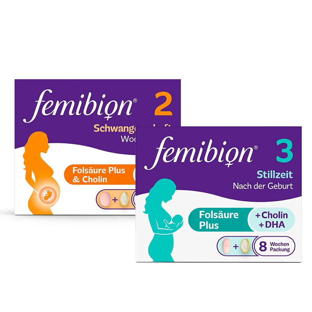 Femibion ® 2 Schwangerschaft + Femibion ® 3 Stillzeit.