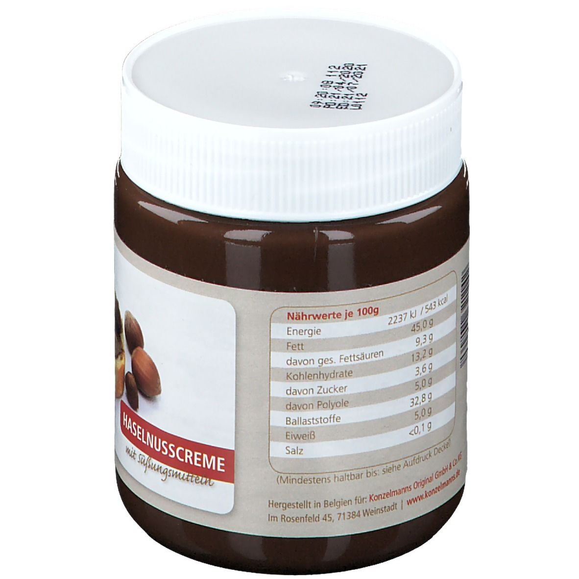 Konzelmann Haselnusscreme mit Erythritol 250 g Creme