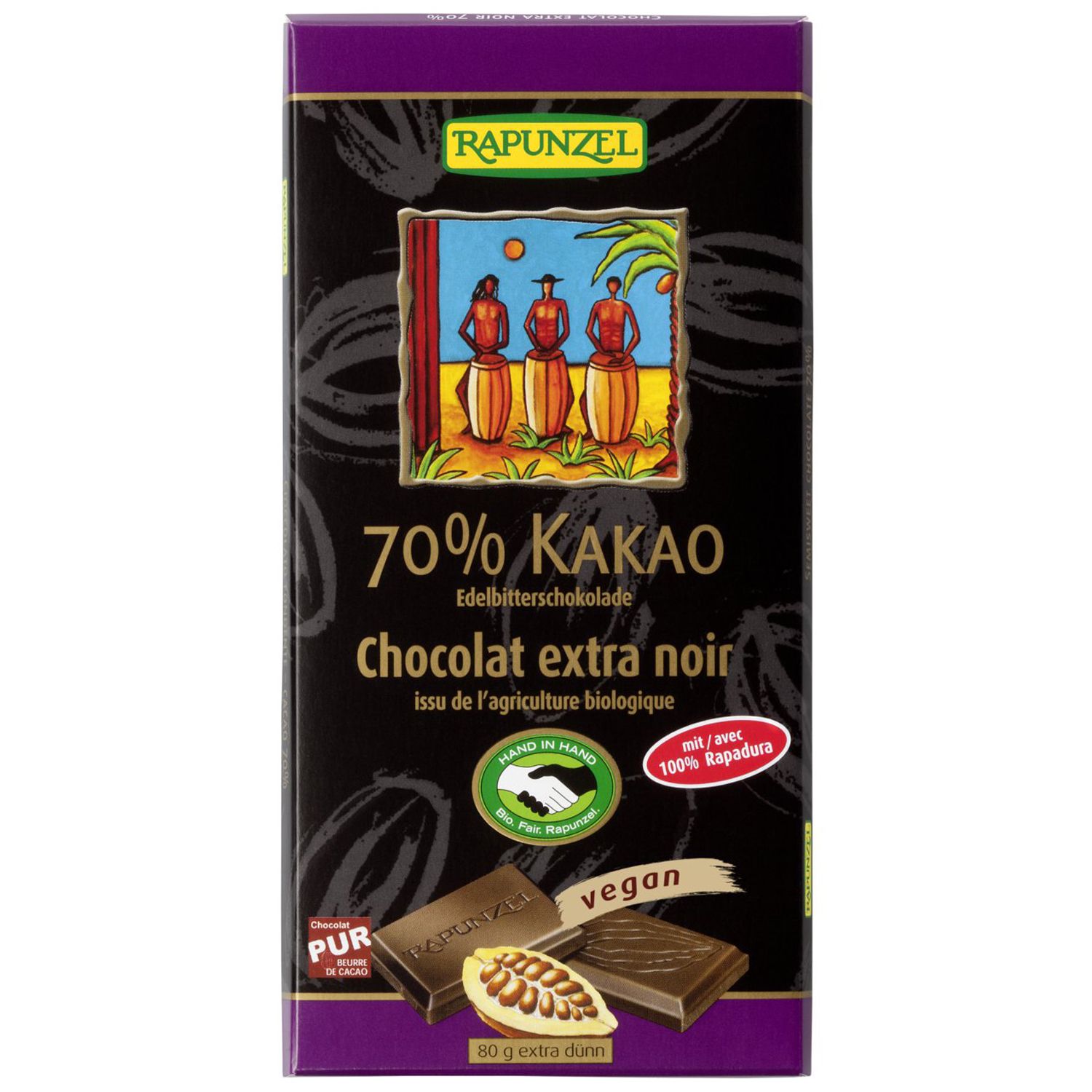 RAPUNZEL Edelbitter Schokolade 70% Kakao (Rapadura)