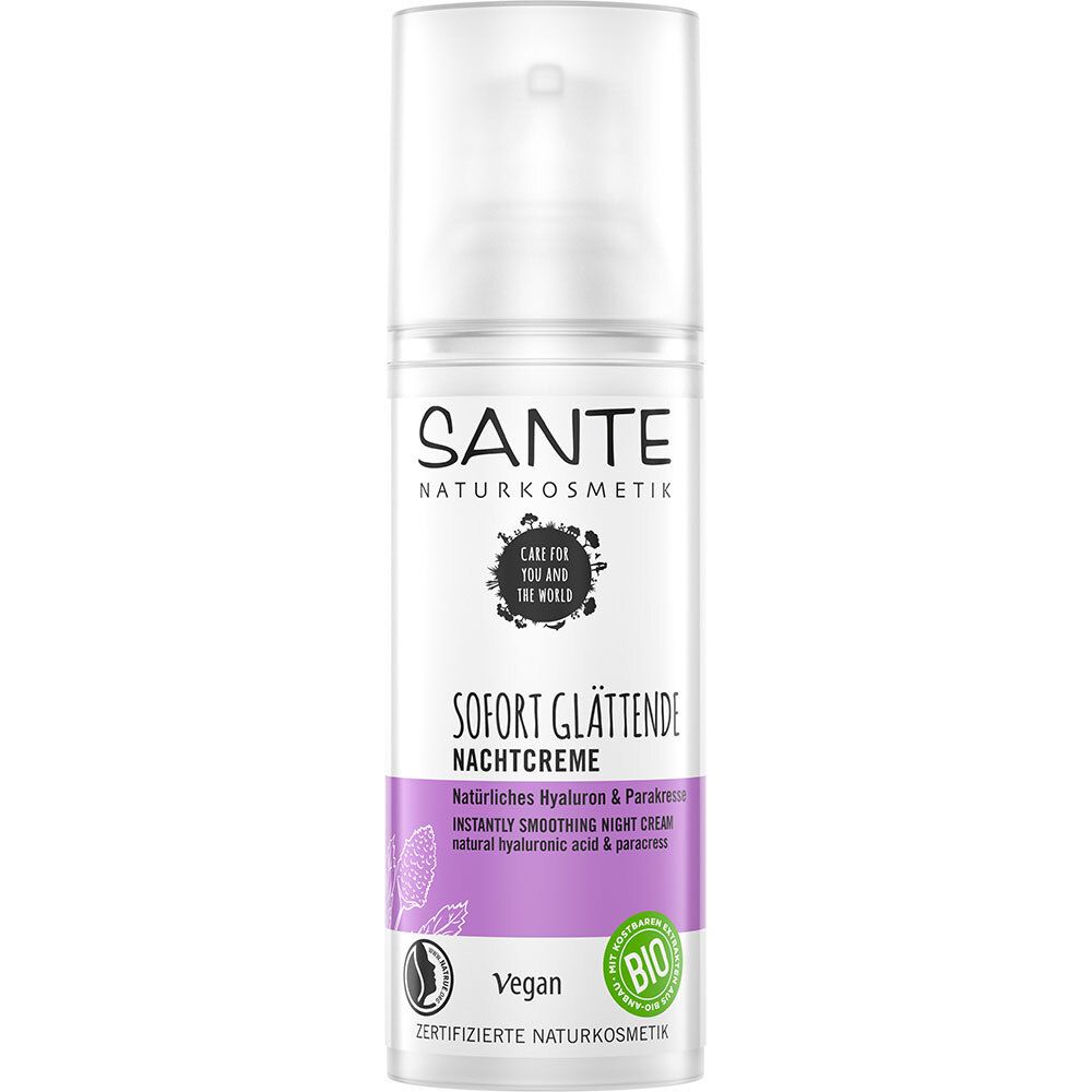 SANTE Naturkosmetik Sofort Glättende Nachtcreme Natürliches Hyaluron & Parakresse
