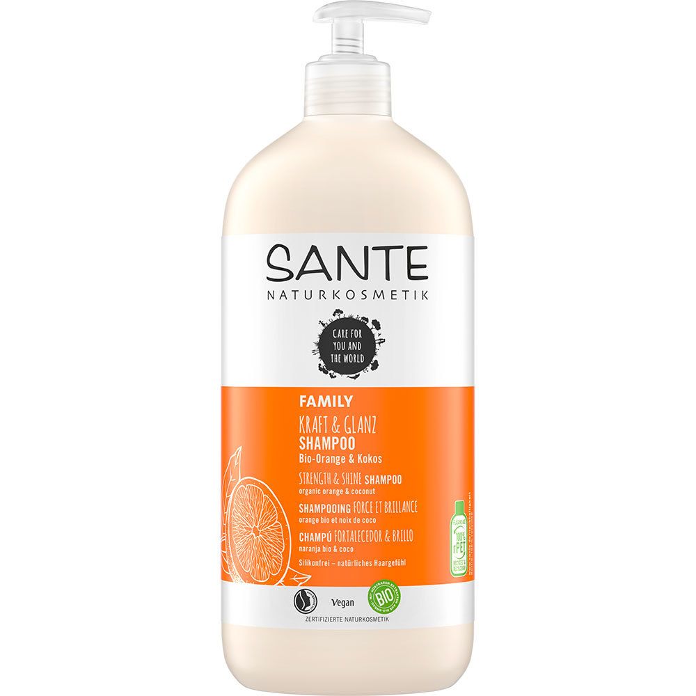 Sante Naturkosmetik Shampooing Strength & Shine à l'orange et à la noix de coco biologiques