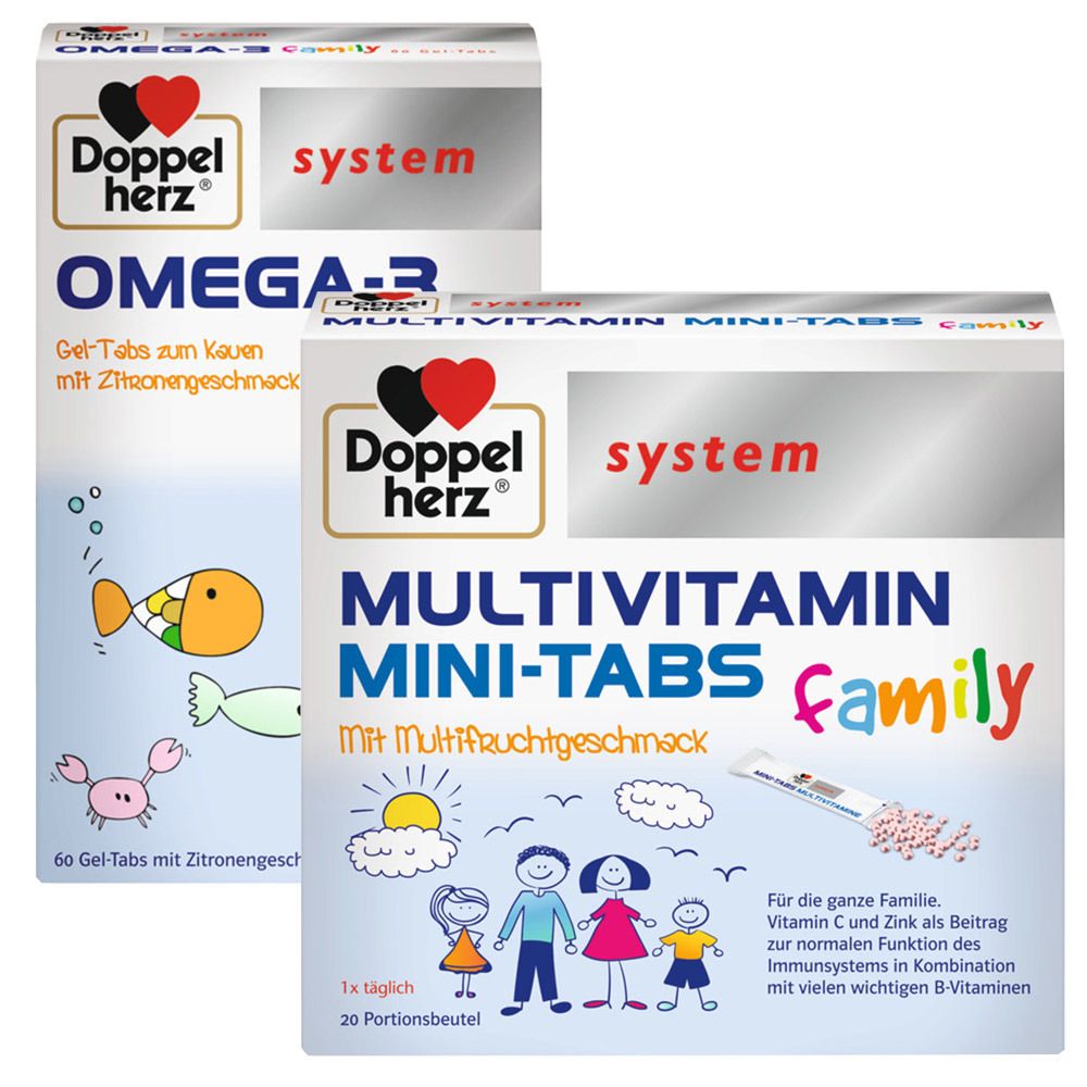 Doppelherz® system Omega-3 family + system Multivitamin Mini-Tabs family