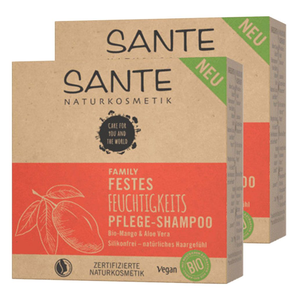 SANTE Naturkosmetik Festes Feuchtigkeits Pflege-Shampoo Bio-Mango & Aloe Vera Doppelpack