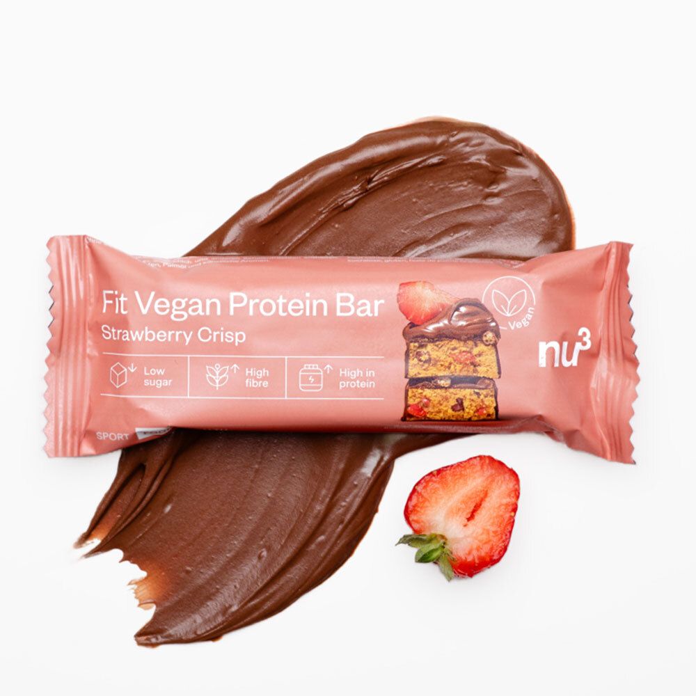 3 x nu3 Fit Vegan Bar, Strawberry Crisp 3x50 g Riegel