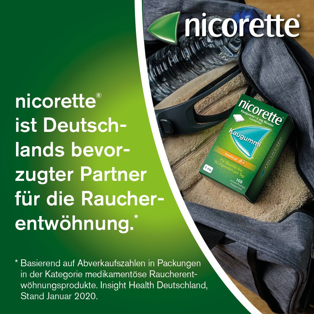 nicorette® ist Deutschlands bevorzugter Partner für die Raucherentwöhnung. Text und Logo.