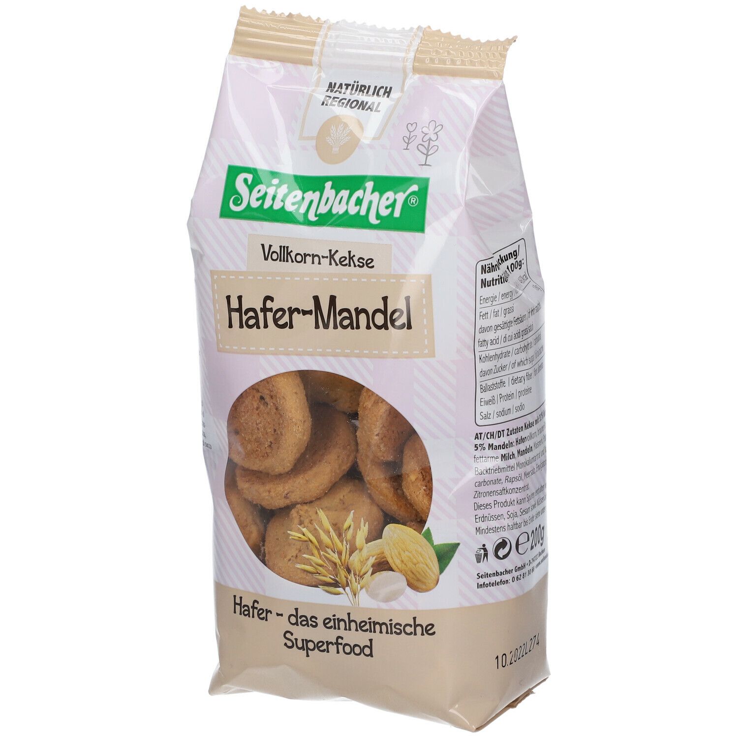 Seitenbacher Vollk. Hafer - Mandel Keks 200 g Kekse