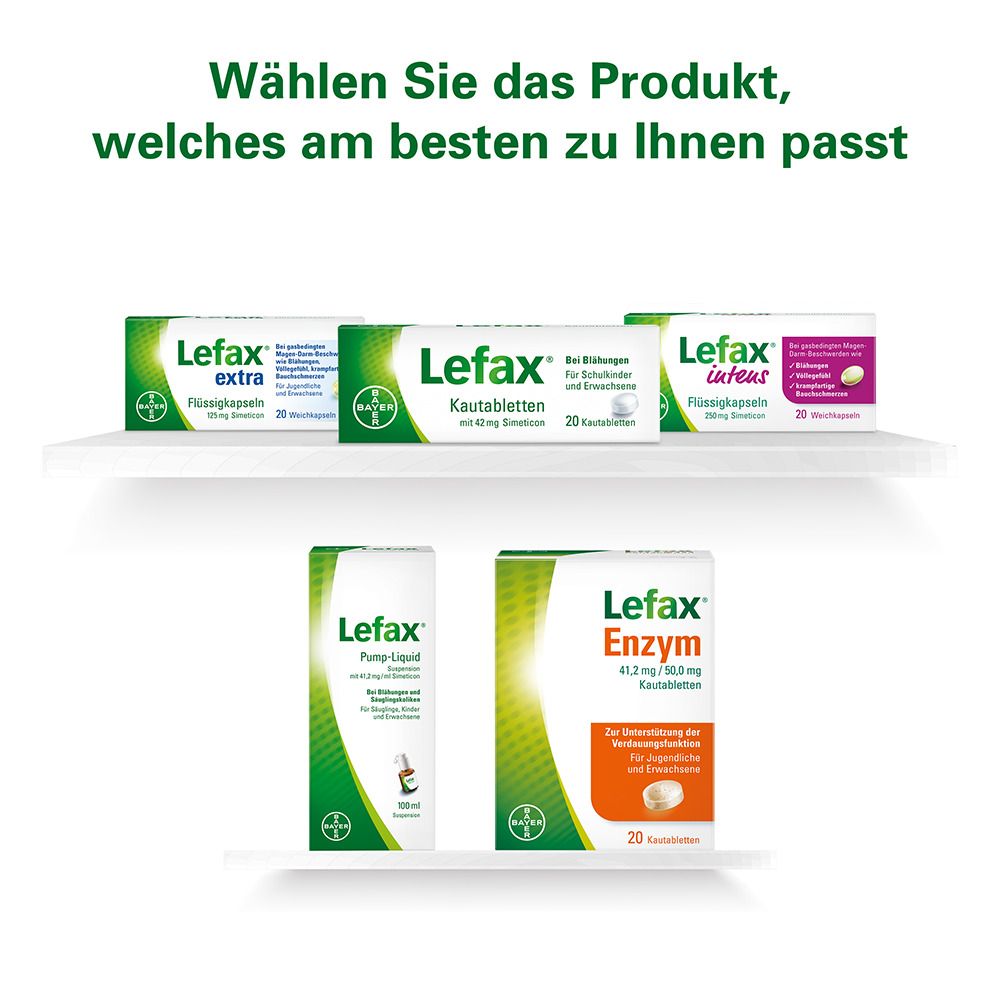 Lefax® intens Flüssigkapseln bei gasbedingten Beschwerden wie Blähungen und Völlegefühl