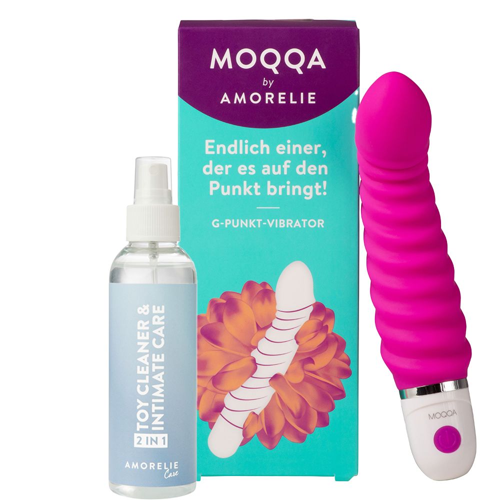 MOQQA by AMORELIE G-Punkt Vibrator + AMORELIE Care Toycleaner & Intimate Care