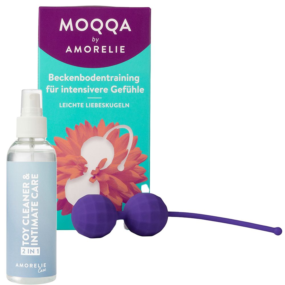 Moqqa by Amorelie Leichte Liebeskugeln + Amorelie Care Toycleaner & Intimate Care