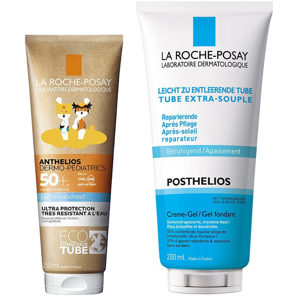 La Roche Posay Posthelios Creme-Gel + La Roche Posay Anthelios Dermo-Kids Sonnenpflege Milch LSF 50+