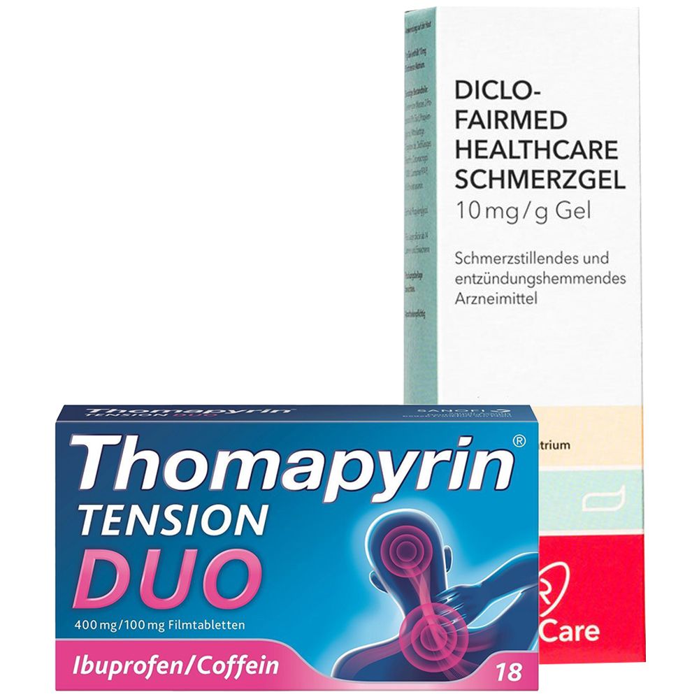 Diclo-Fairmed Healthcare Schmerzgel RedCare + Thomapyrin® Tension DUO 400 mg / 100 mg Ibuprofen / Coffein