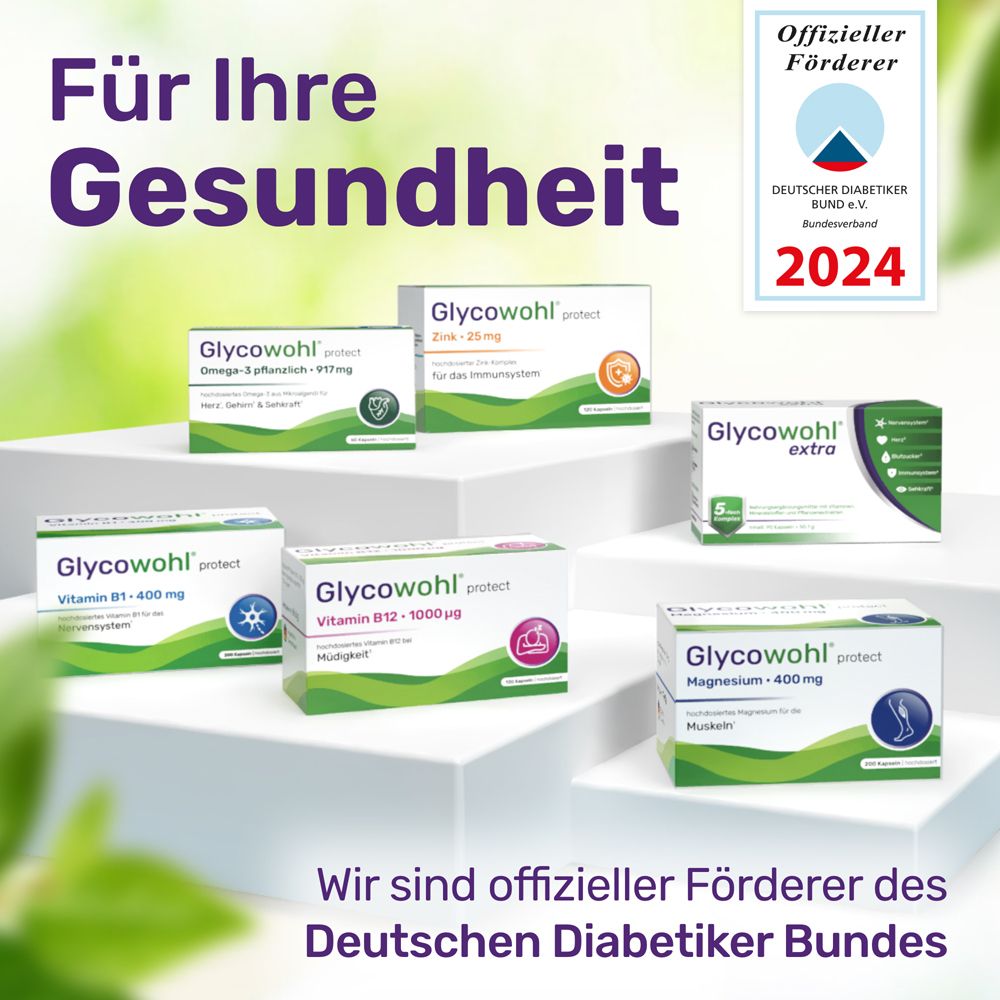 Produkte von Glycowohl®: Glycowohl® extra und Glycowohl® protect in verschiedenen Ausführungen.