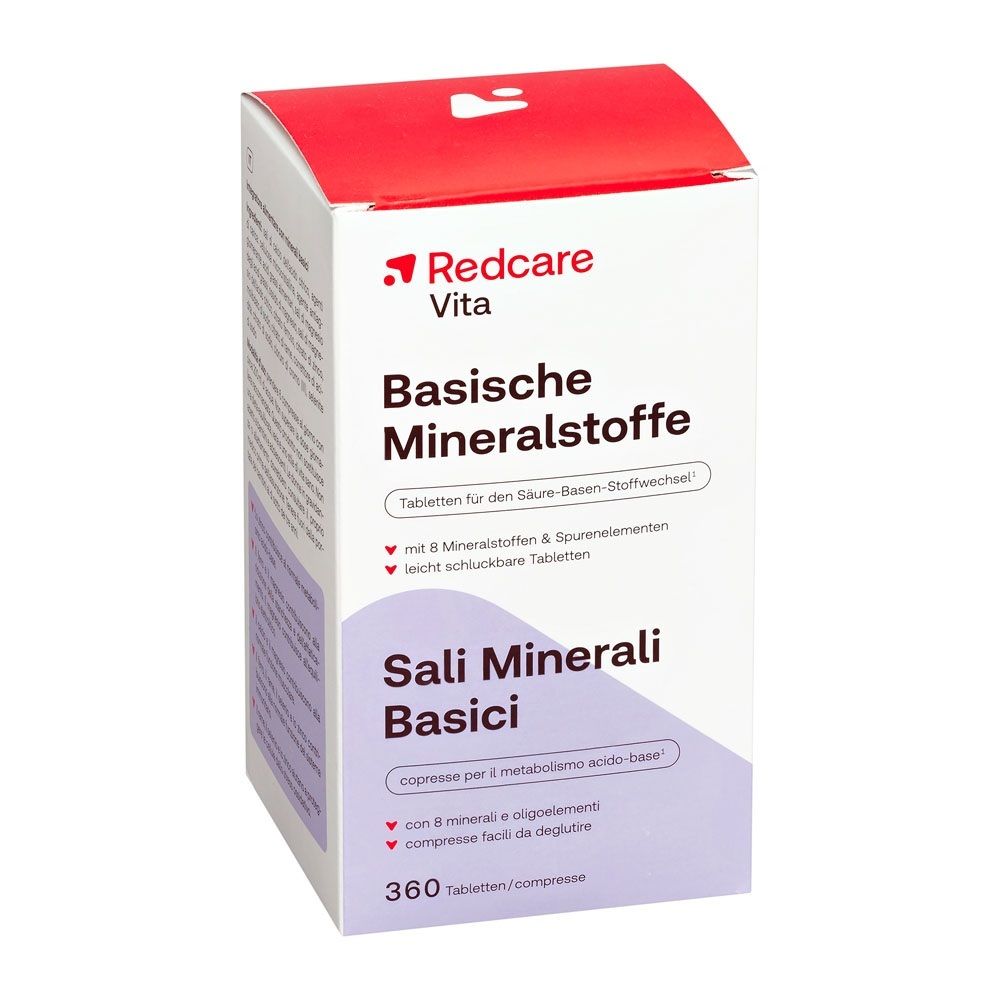 Verpackung von Redcare Vita Basische Mineralstoffe, 360 Tabletten.