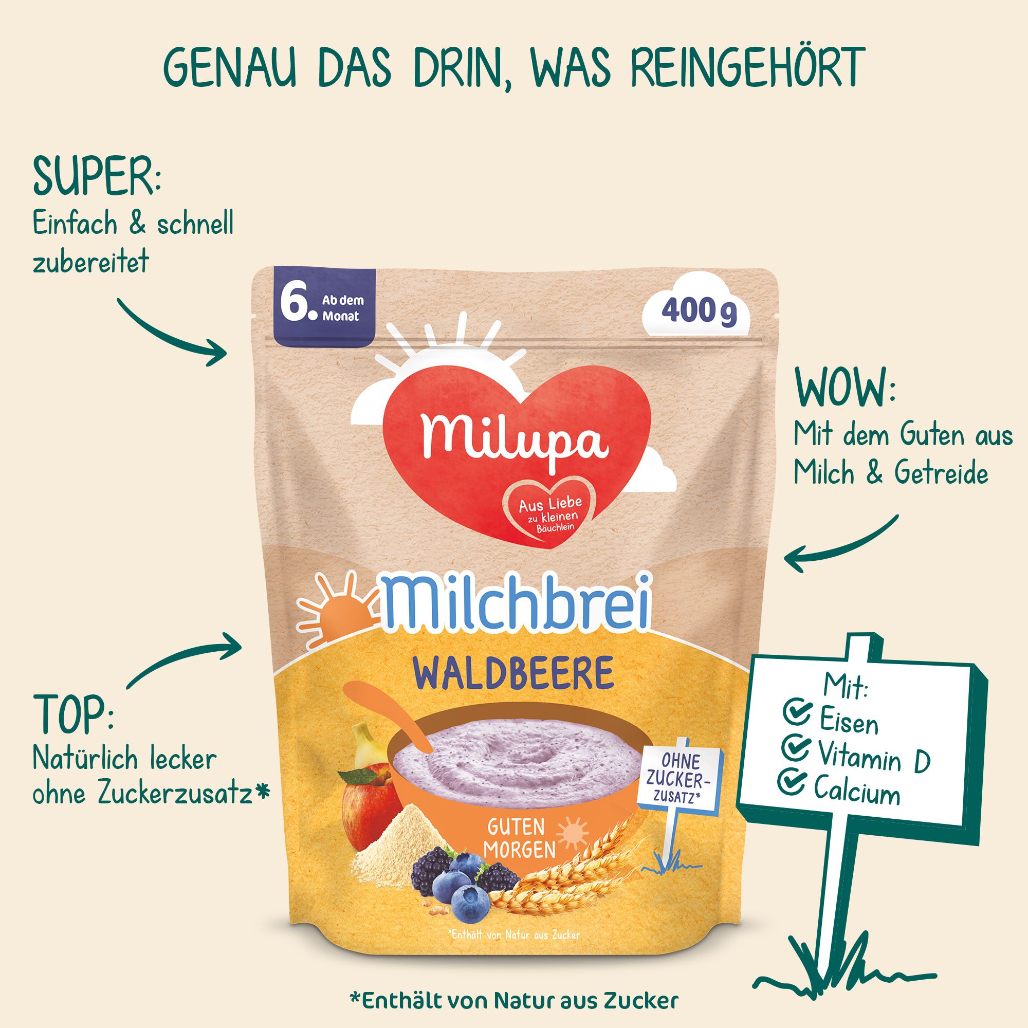 Milupa Guten Morgen Milchbrei Waldbeere ab dem 6 Monat