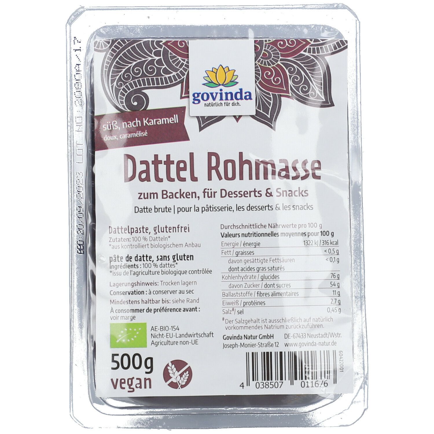 Govinda Dattel-Rohmasse 500 g Sonstige