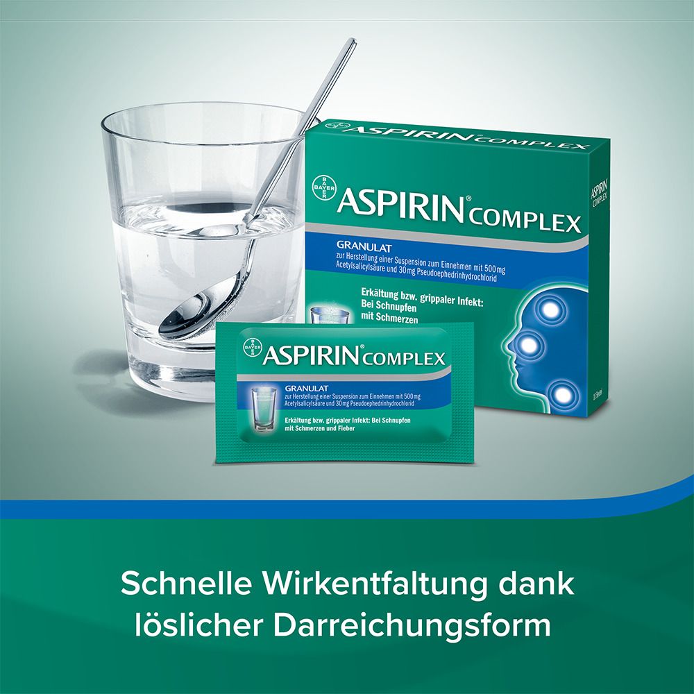 ASPIRIN® Complex Granulat – Effektive Wirkung bei Erkältung mit Schnupfen- Jetzt 10% mit dem Code aspirin10 sparen*