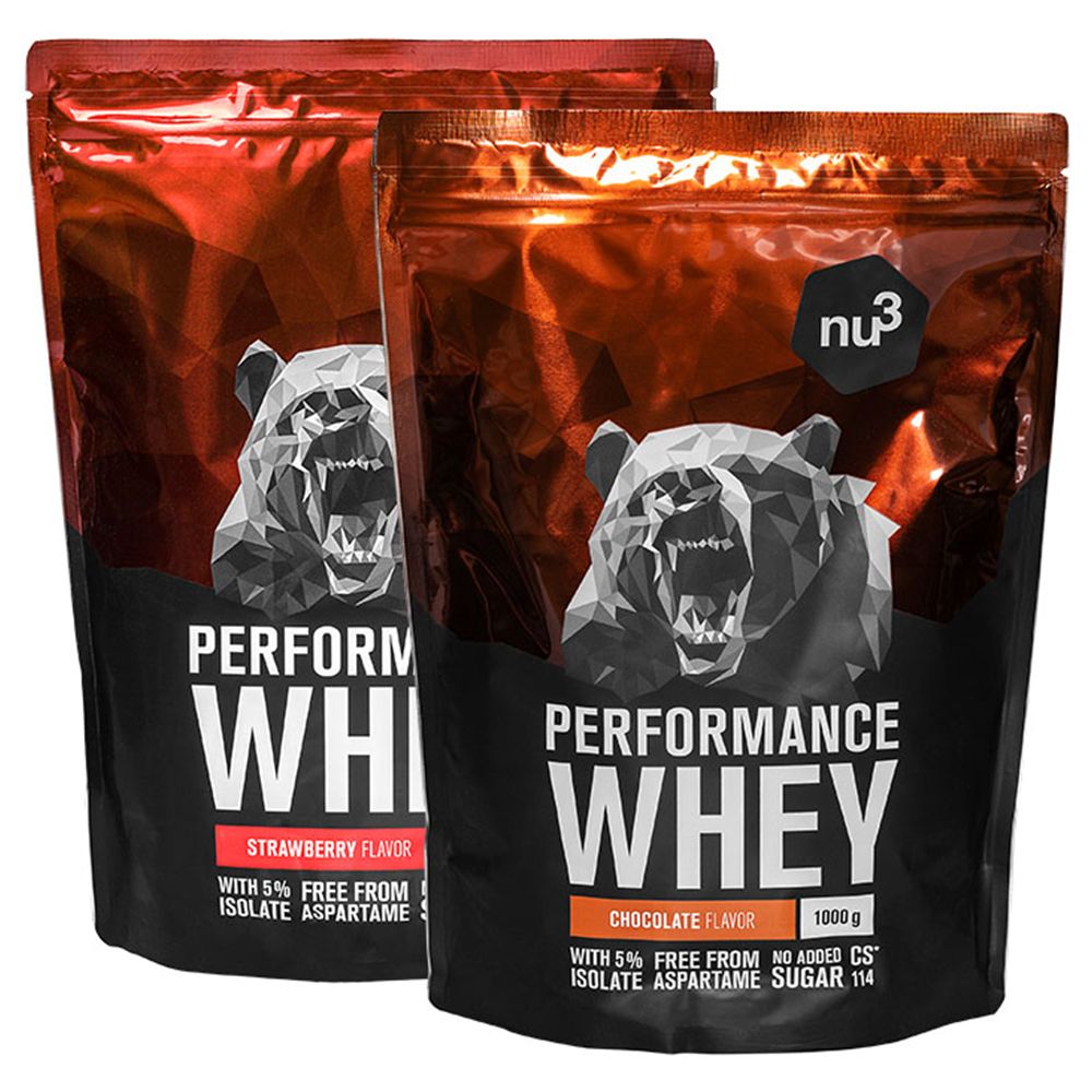 NU3 Performance Whey protéine en poudre fraise + chocolat
