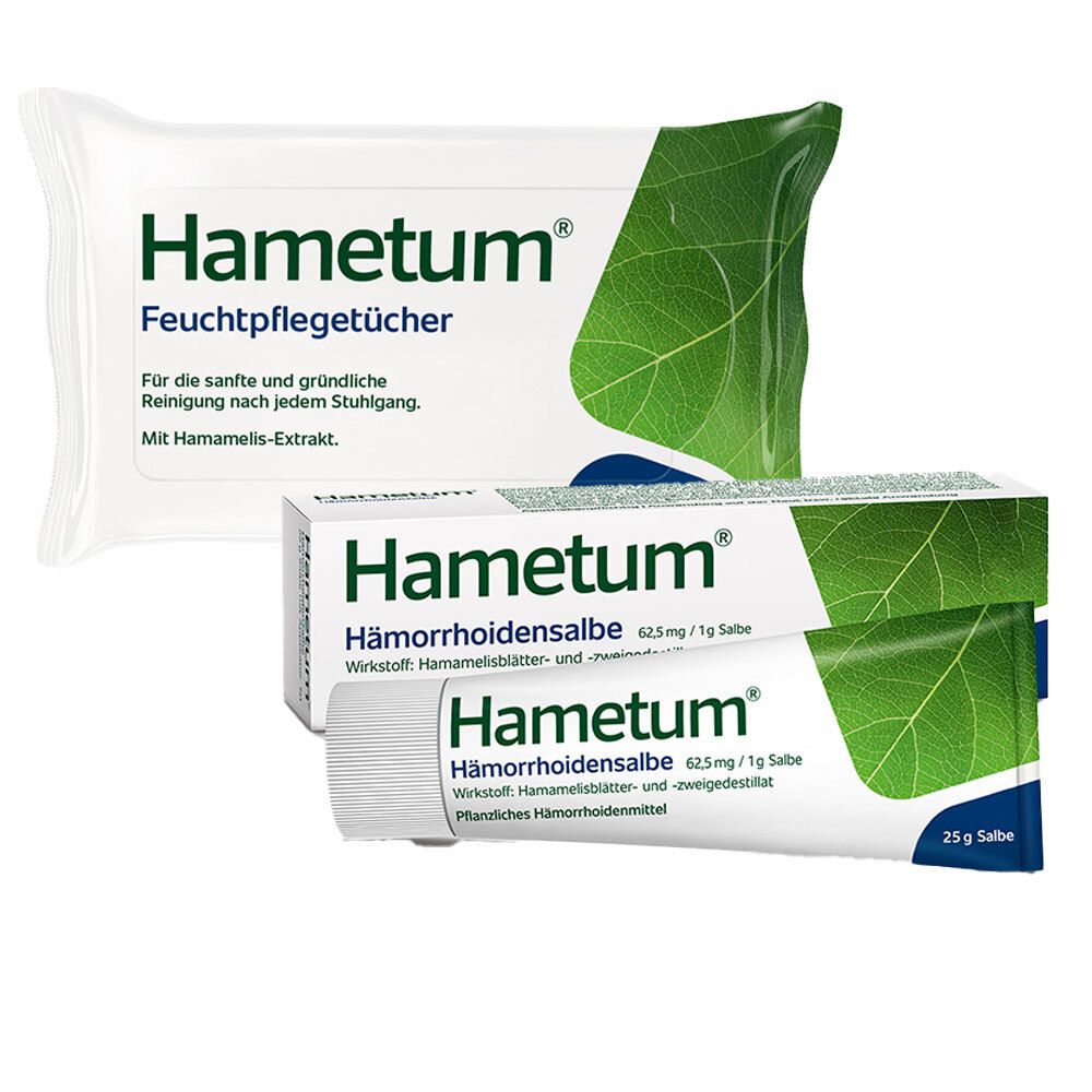 Hametum® Feuchtpflegetücher + Hametum® Hämorrhoidensalbe mit Applikator